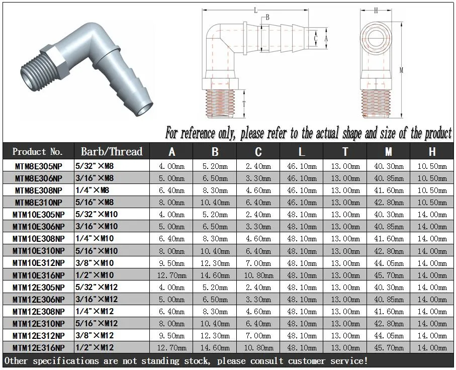 OEM & ODM Plastic 1/4-28unf Elbow Male Thread 1/8" (3.2mm) Hose Barb Fittings